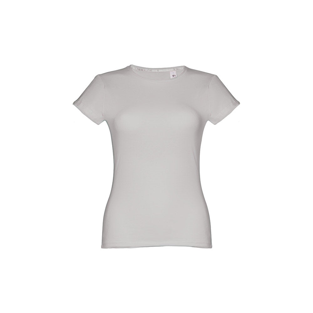 THC SOFIA promotional t-shirt in light grey (detail view) with custom logo branding