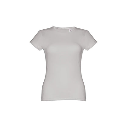 THC SOFIA promotional t-shirt in light grey (detail view) with custom logo branding