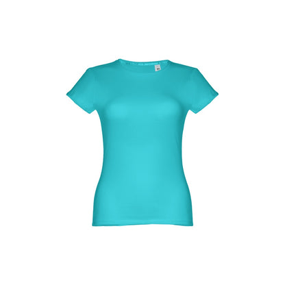 THC SOFIA promotional t-shirt in turquoise blue with custom logo branding