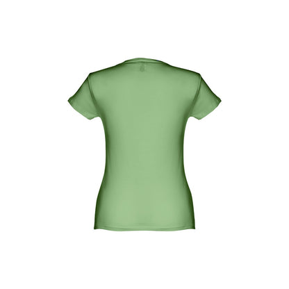 THC SOFIA promotional t-shirt in green jade (detail view) with custom logo branding