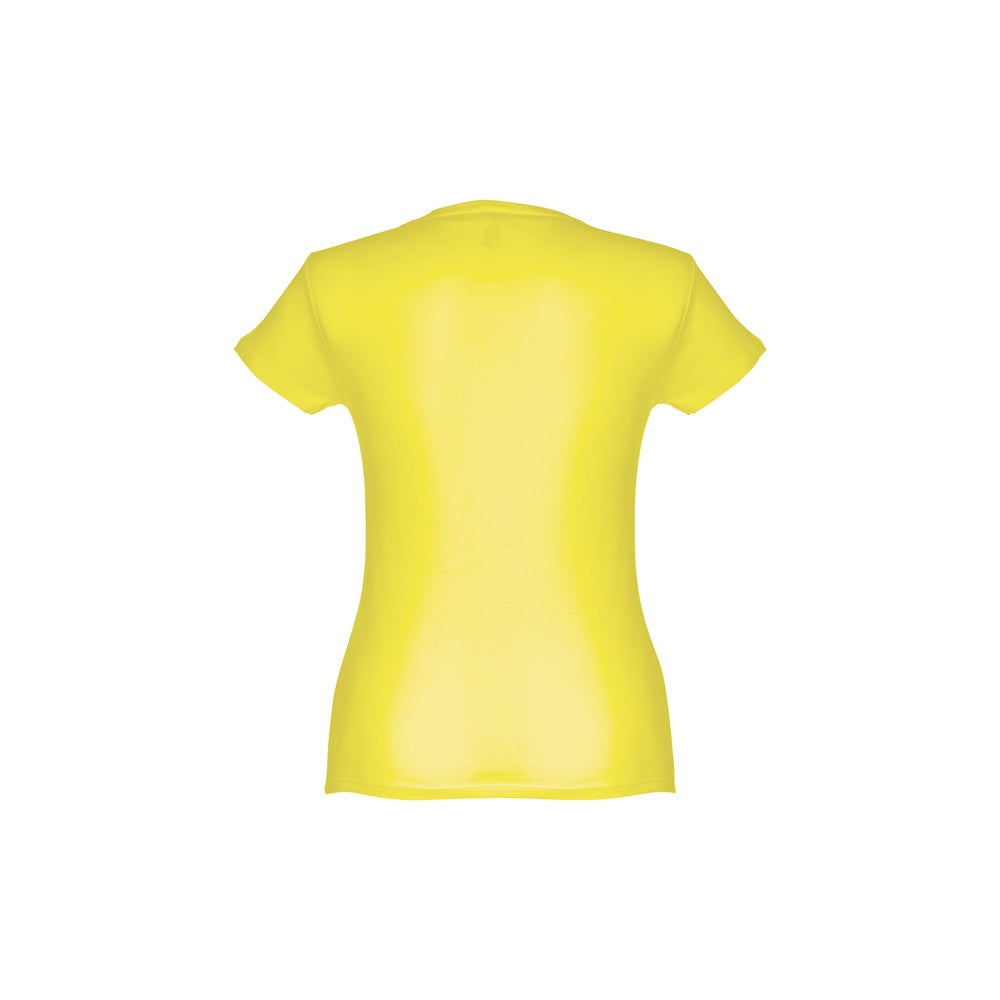 THC SOFIA promotional t-shirt in lime yellow (detail view) with custom logo branding