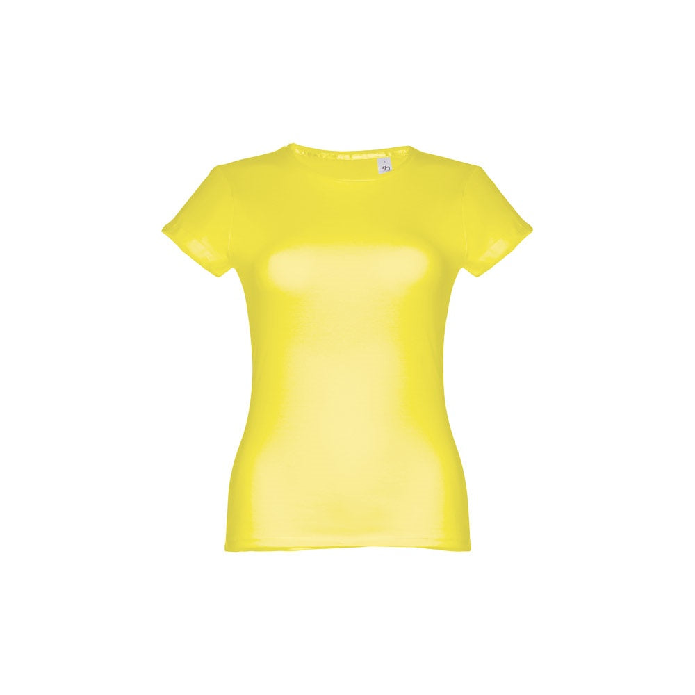 THC SOFIA promotional t-shirt in lime yellow with custom logo branding