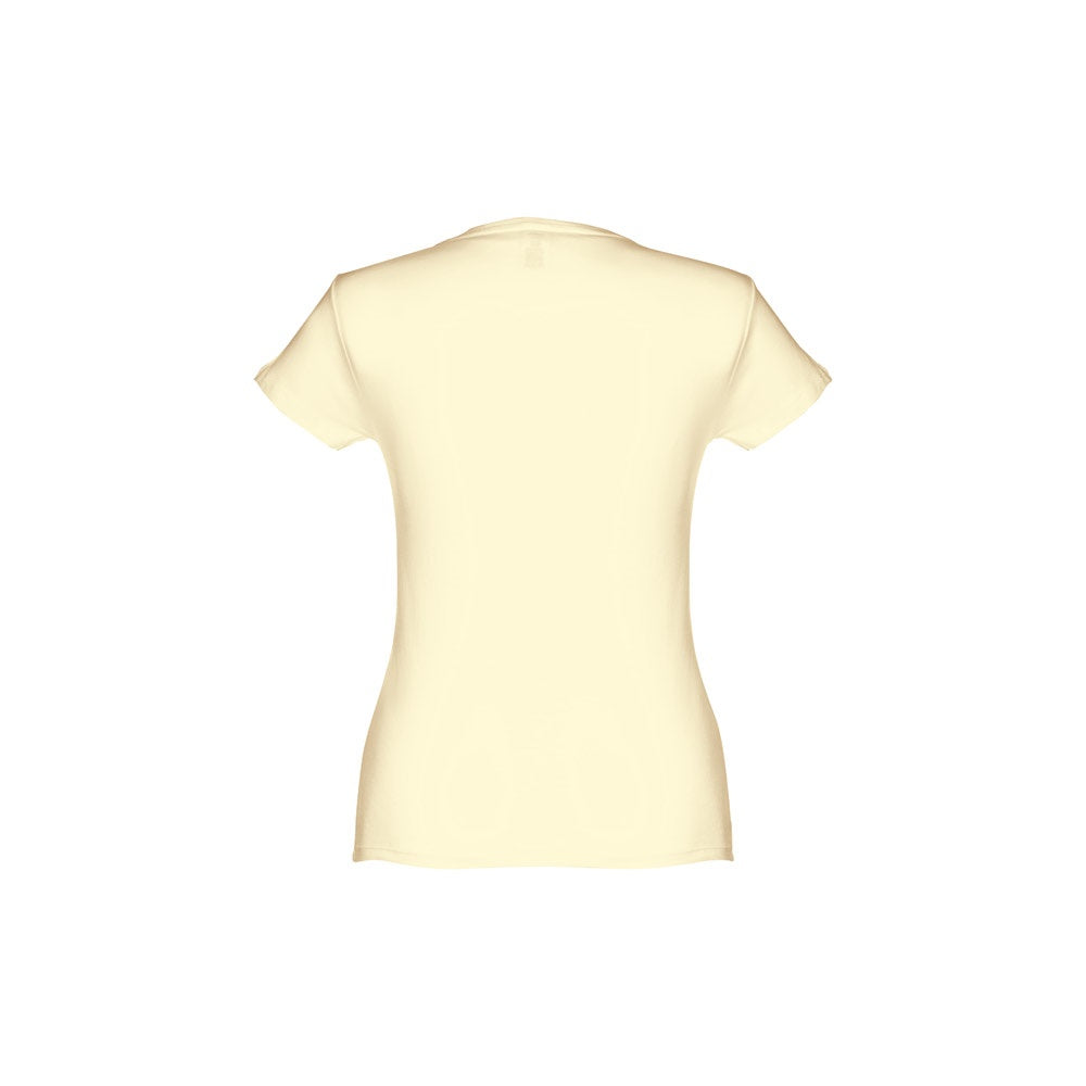 THC SOFIA promotional t-shirt in pastel yellow (detail view) with custom logo branding