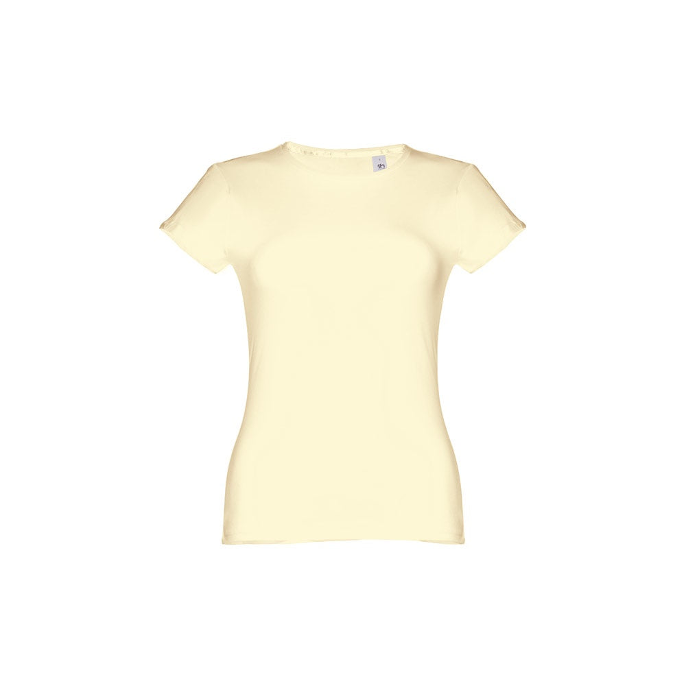THC SOFIA promotional t-shirt in pastel yellow with custom logo branding