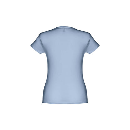 THC SOFIA promotional t-shirt in pastel blue (detail view) with custom logo branding
