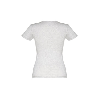 THC SOFIA promotional t-shirt in melange white (detail view) with custom logo branding