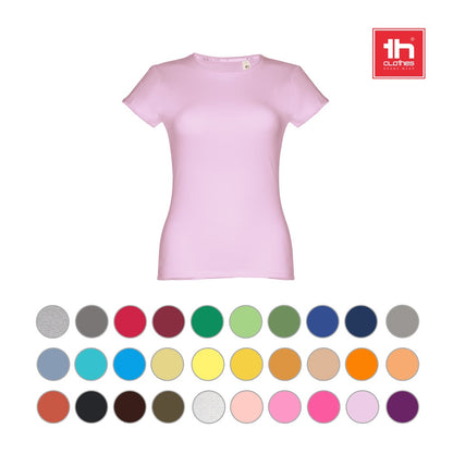 THC SOFIA promotional t-shirt in pastel blue (complete set view) with custom logo branding