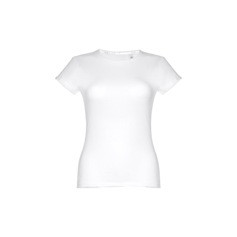 THC SOFIA WH 3XL promotional t-shirt in white (detail view) with custom logo branding