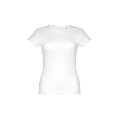 THC SOFIA WH 3XL promotional t-shirt in white (detail view) with custom logo branding