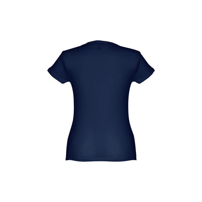 THC SOFIA 3XL promotional t-shirt in blue (detail view) with custom logo branding