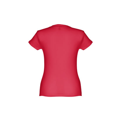THC SOFIA 3XL promotional t-shirt in red (detail view) with custom logo branding