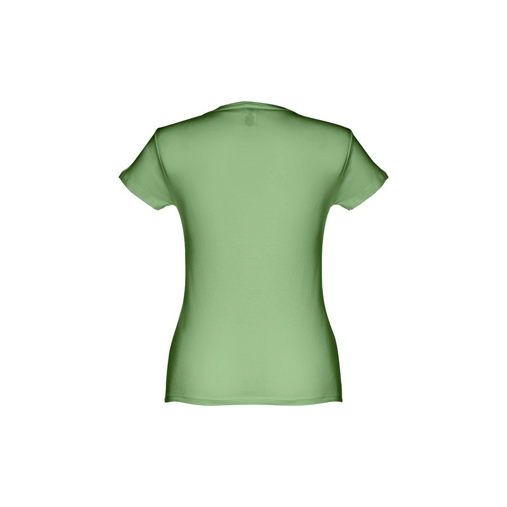 THC SOFIA 3XL promotional t-shirt in green jade (detail view) with custom logo branding