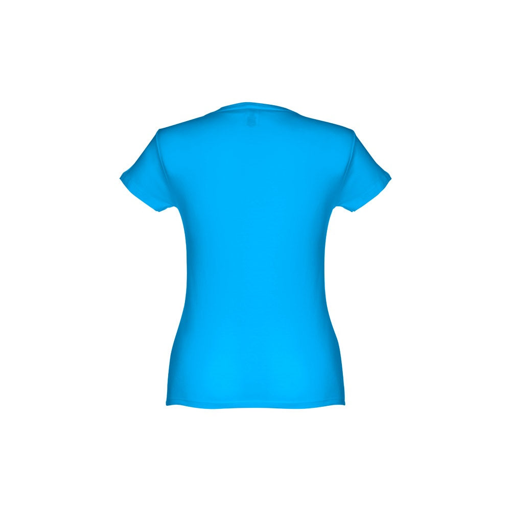 THC SOFIA 3XL promotional t-shirt in acqua blue (detail view) with custom logo branding