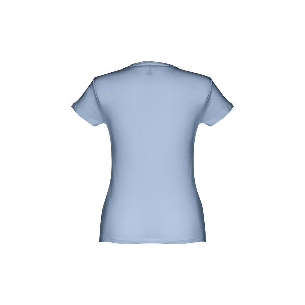THC SOFIA 3XL promotional t-shirt in pastel blue (detail view) with custom logo branding