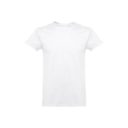 THC ANKARA WH promotional t-shirt in white (detail view) with custom logo branding