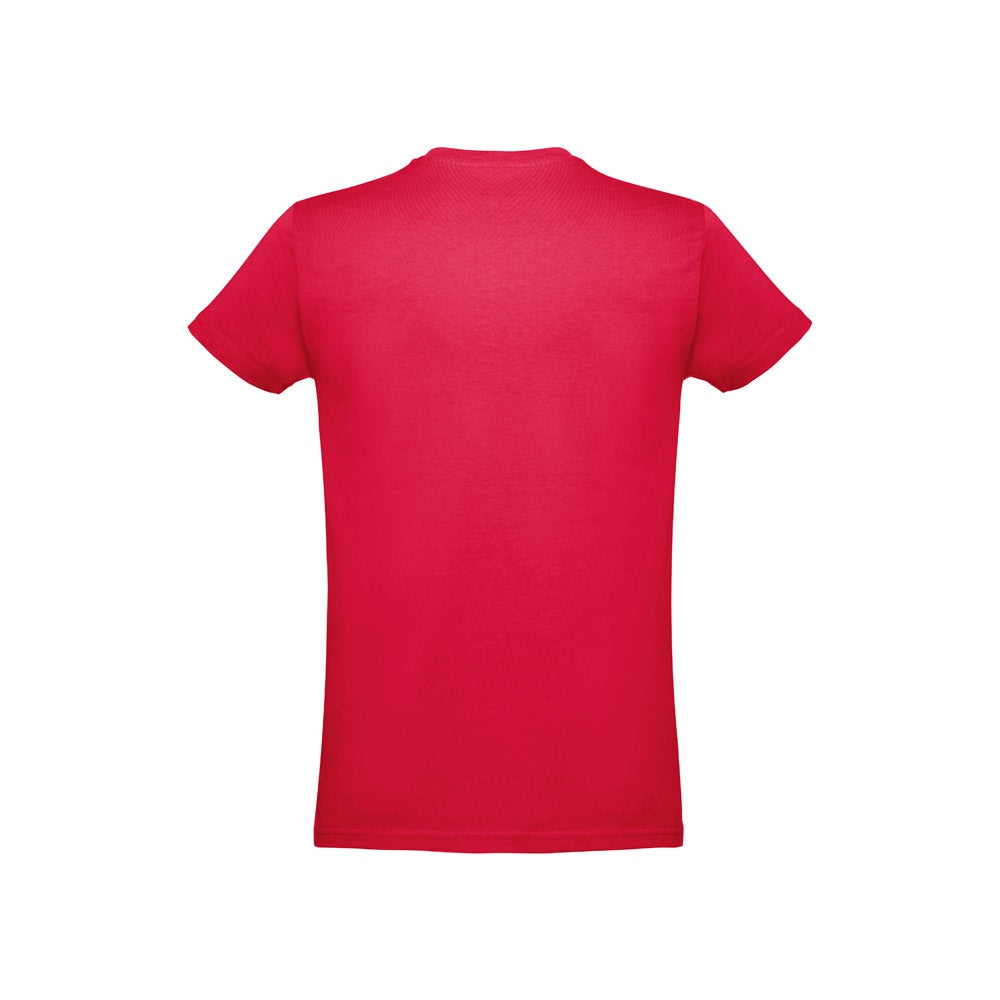 THC ANKARA promotional t-shirt in red (detail view) with custom logo branding