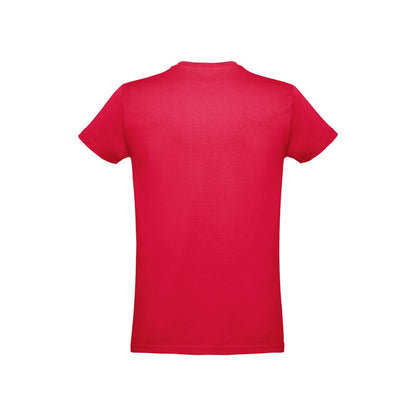 THC ANKARA promotional t-shirt in red (detail view) with custom logo branding