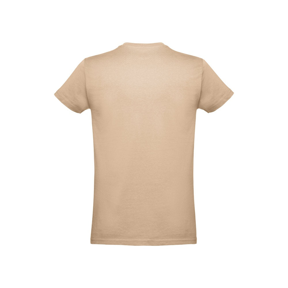 THC ANKARA promotional t-shirt in light brown (detail view) with custom logo branding