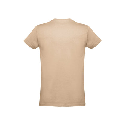 THC ANKARA promotional t-shirt in light brown (detail view) with custom logo branding