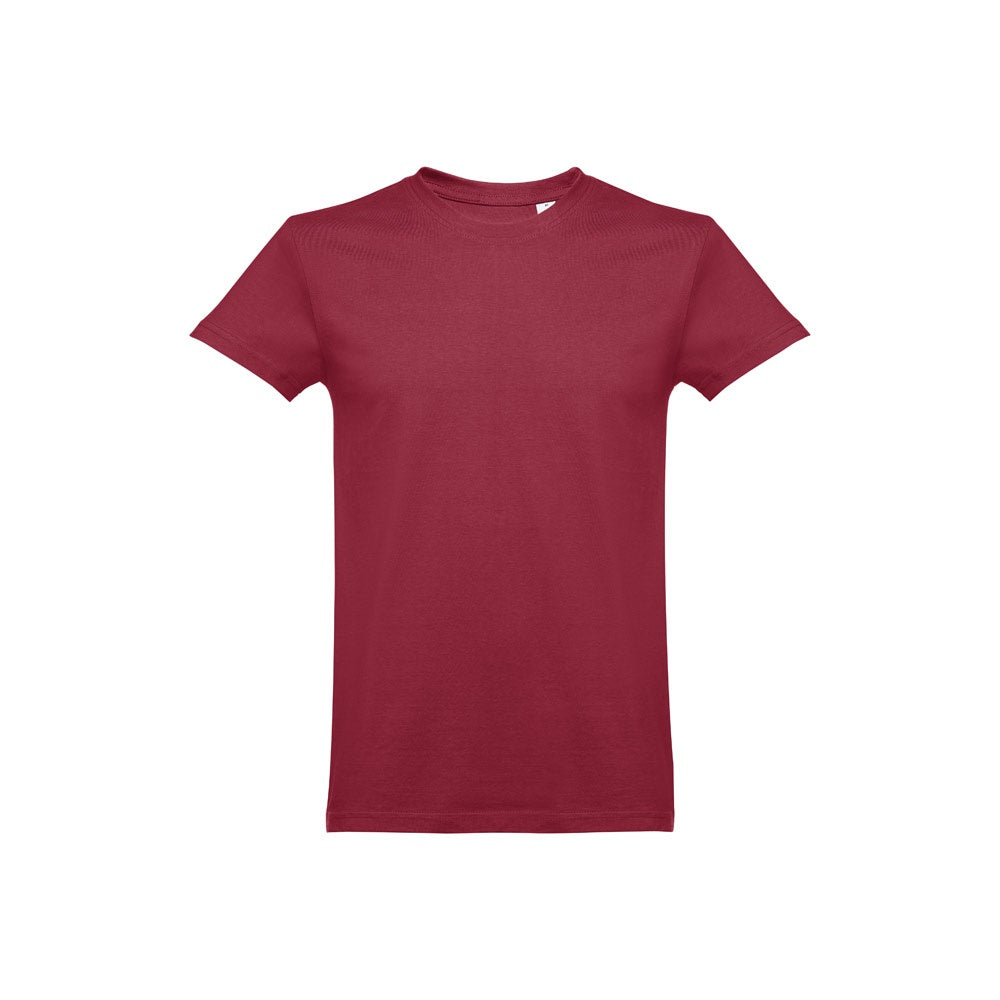 THC ANKARA promotional t-shirt in burgundy (detail view) with custom logo branding