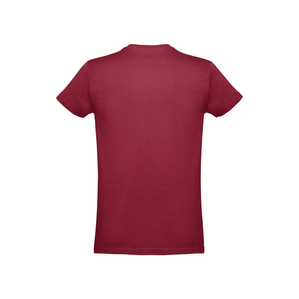 THC ANKARA promotional t-shirt in burgundy (detail view) with custom logo branding