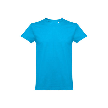 THC ANKARA promotional t-shirt in acqua blue (detail view) with custom logo branding