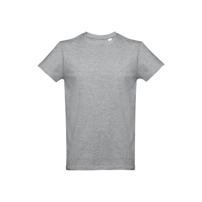 THC ANKARA promotional t-shirt in heather light grey (detail view) with custom logo branding