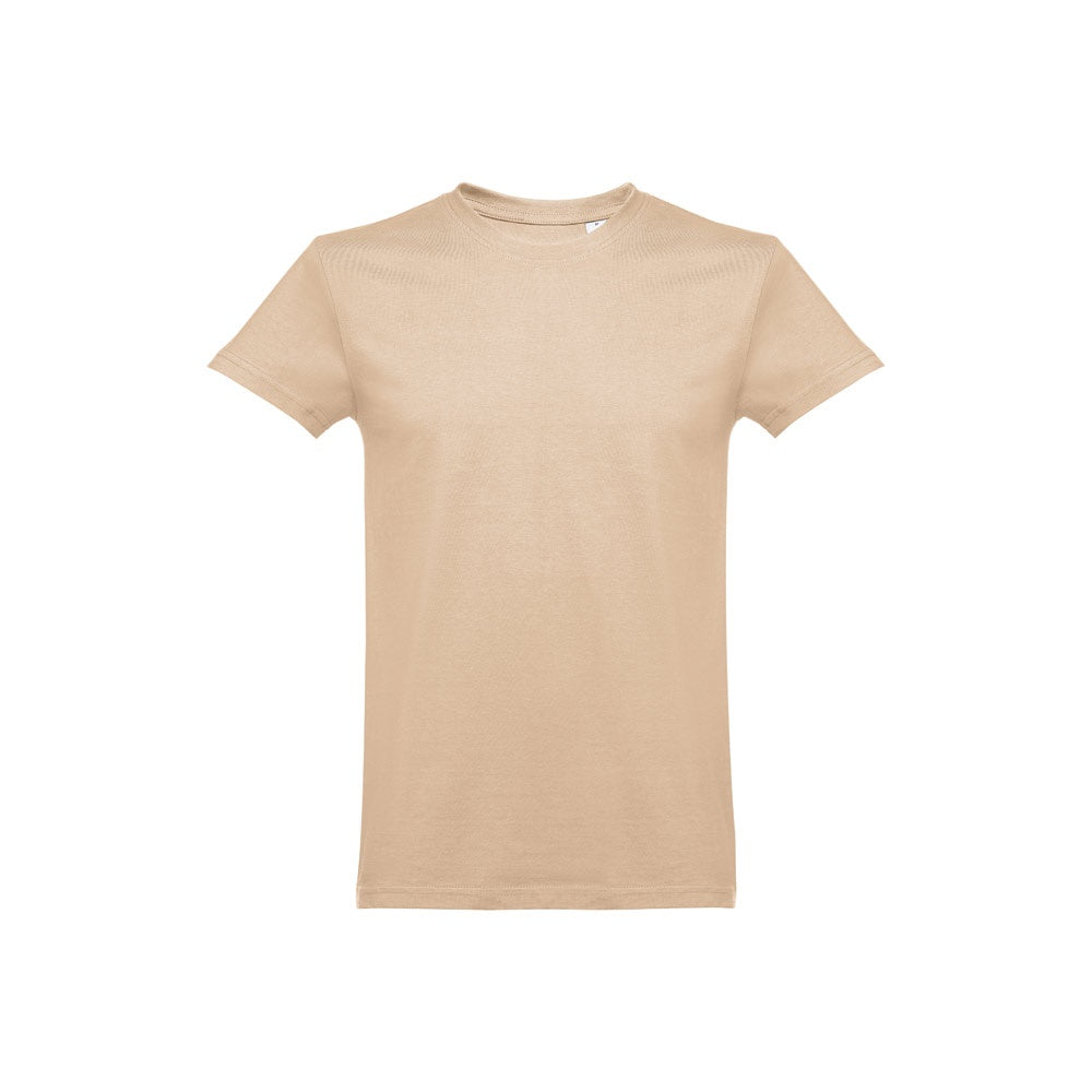 THC ANKARA 3XL promotional t-shirt in light brown (detail view) with custom logo branding
