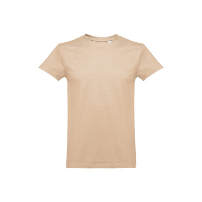 THC ANKARA 3XL promotional t-shirt in light brown (detail view) with custom logo branding