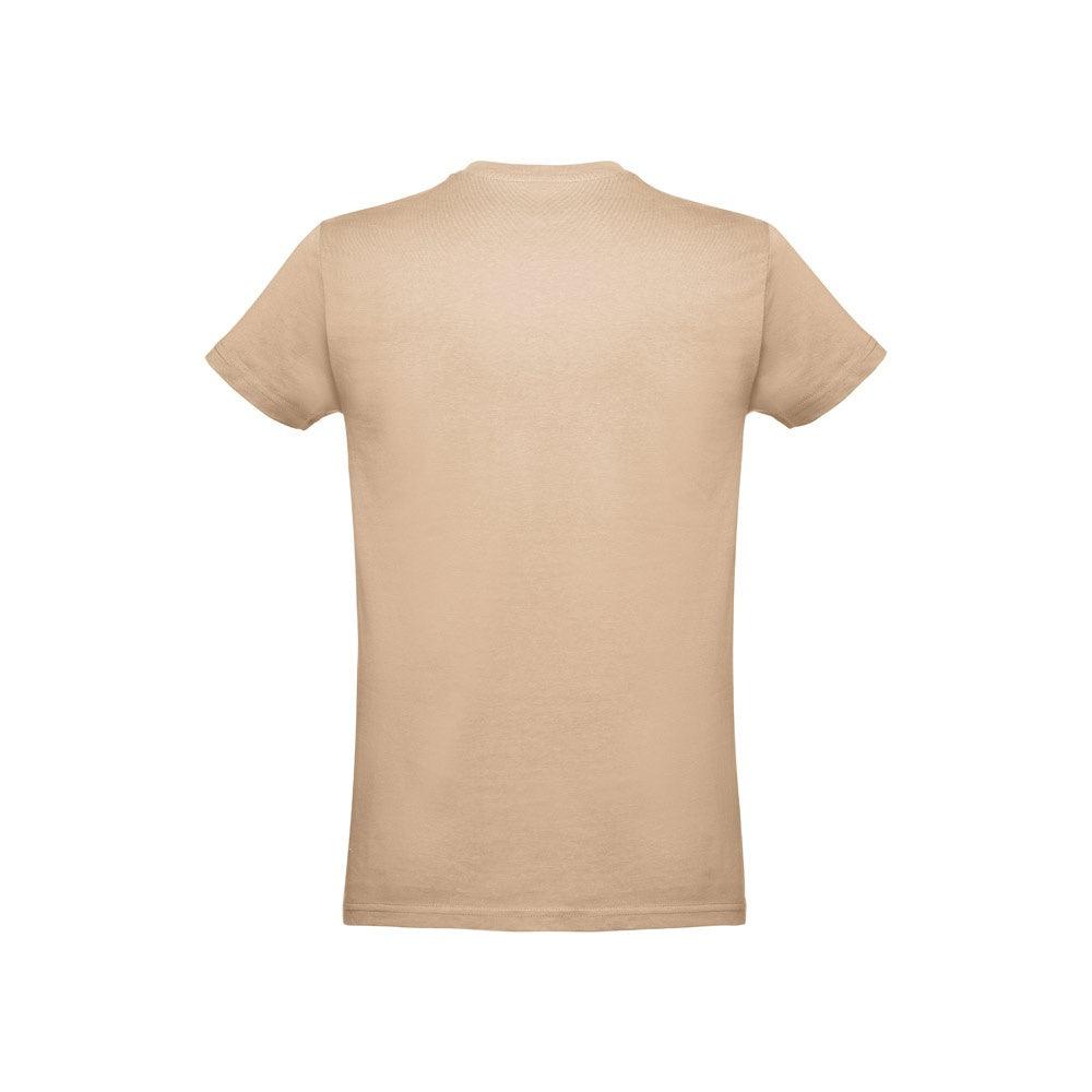 THC ANKARA 3XL promotional t-shirt in light brown (detail view) with custom logo branding