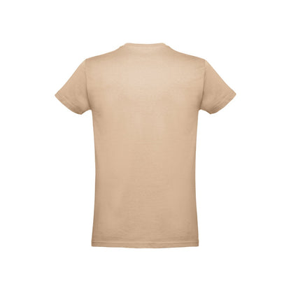THC ANKARA 3XL promotional t-shirt in light brown (detail view) with custom logo branding