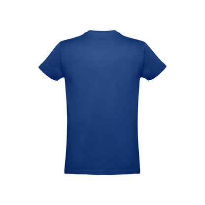 THC ANKARA 3XL promotional t-shirt in royal blue (detail view) with custom logo branding