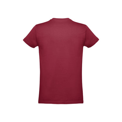 THC ANKARA 3XL promotional t-shirt in burgundy (detail view) with custom logo branding