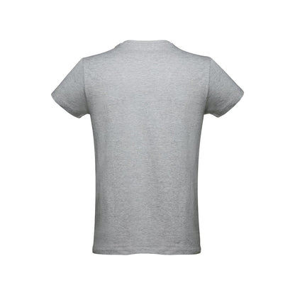THC ANKARA 3XL promotional t-shirt in heather light grey (detail view) with custom logo branding