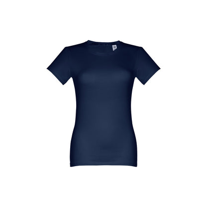 THC ANKARA WOMEN promotional t-shirt in blue (detail view) with custom logo branding
