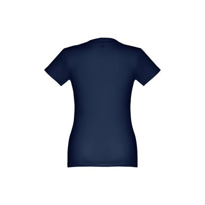 THC ANKARA WOMEN promotional t-shirt in blue (detail view) with custom logo branding