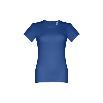 THC ANKARA WOMEN promotional t-shirt in royal blue (detail view) with custom logo branding