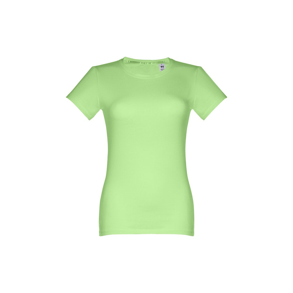 THC ANKARA WOMEN promotional t-shirt in light green (detail view) with custom logo branding