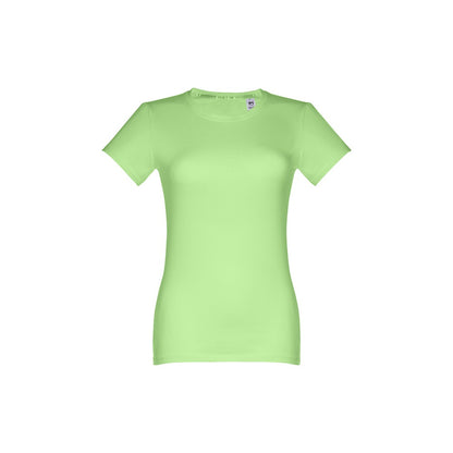 THC ANKARA WOMEN promotional t-shirt in light green (detail view) with custom logo branding