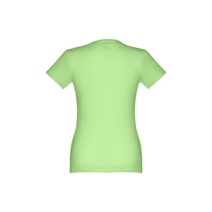 THC ANKARA WOMEN promotional t-shirt in light green (detail view) with custom logo branding