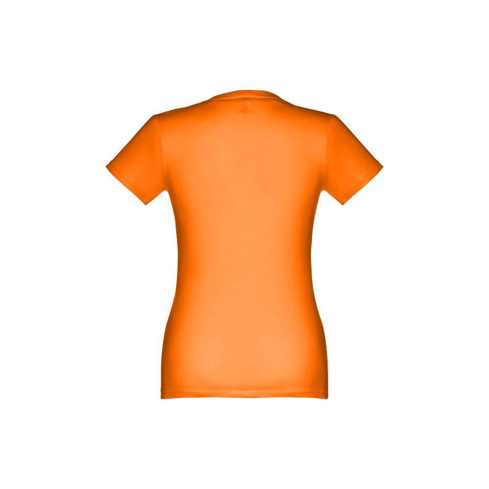 THC ANKARA WOMEN promotional t-shirt in orange (detail view) with custom logo branding