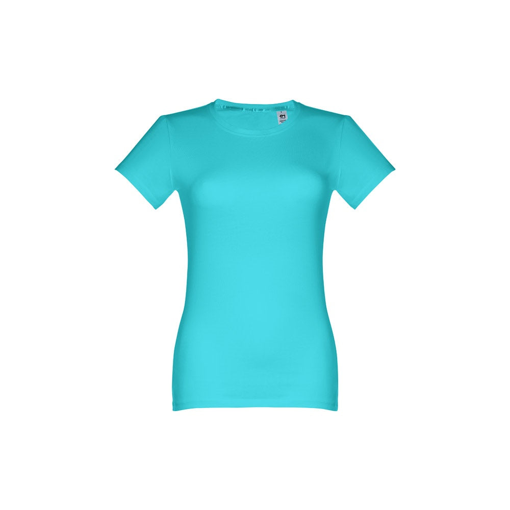 THC ANKARA WOMEN promotional t-shirt in turquoise blue with custom logo branding