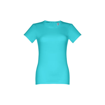 THC ANKARA WOMEN promotional t-shirt in turquoise blue with custom logo branding