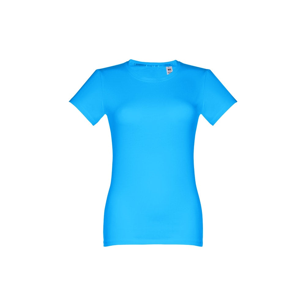 THC ANKARA WOMEN promotional t-shirt in acqua blue with custom logo branding