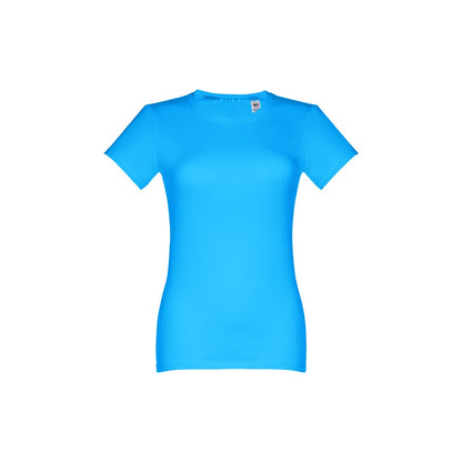 THC ANKARA WOMEN promotional t-shirt in acqua blue with custom logo branding