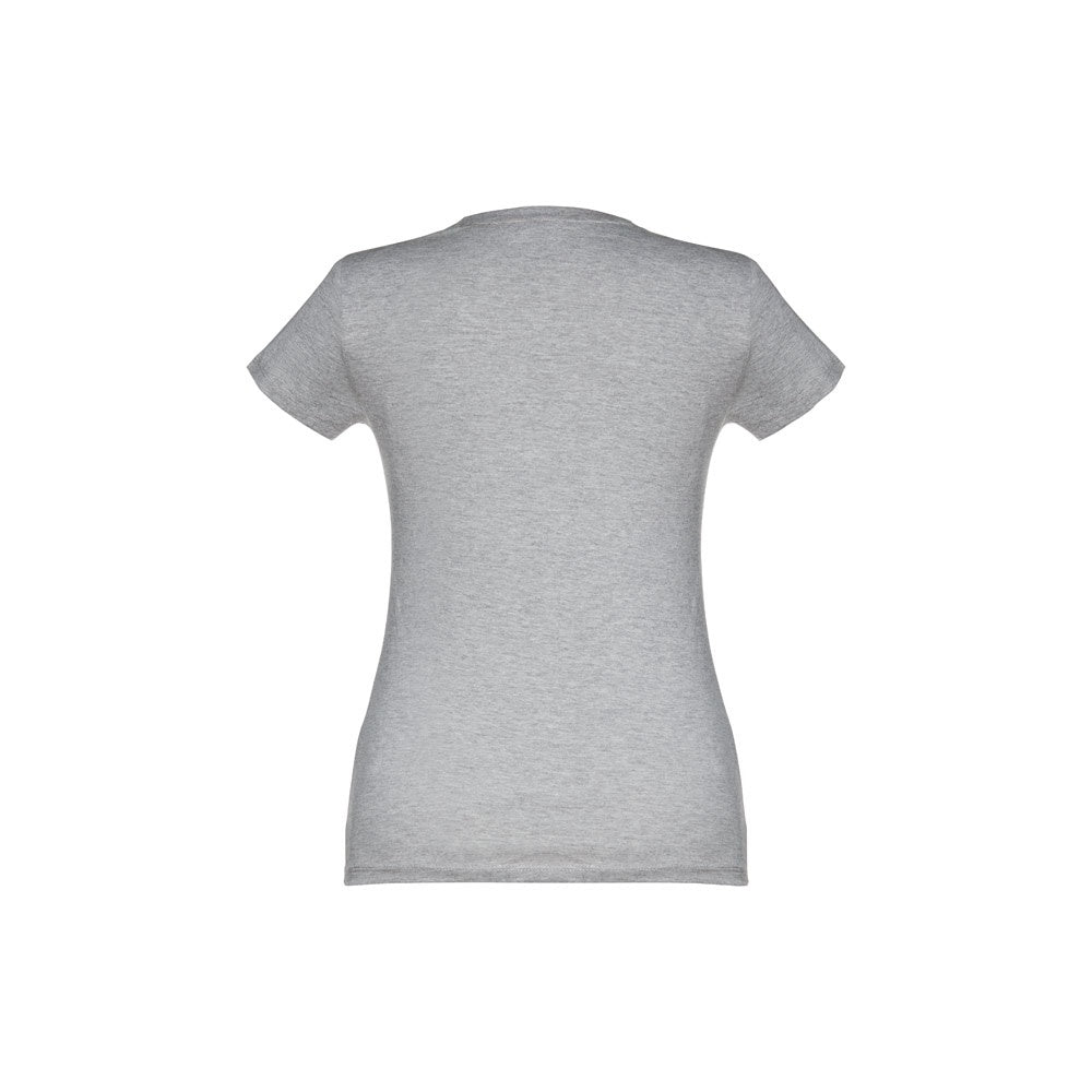 THC ANKARA WOMEN promotional t-shirt in heather light grey (detail view) with custom logo branding