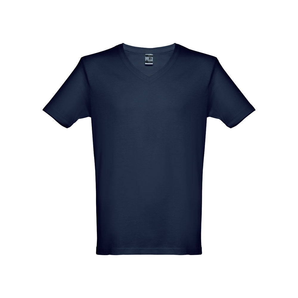 THC ATHENS promotional t-shirt in blue with custom logo branding