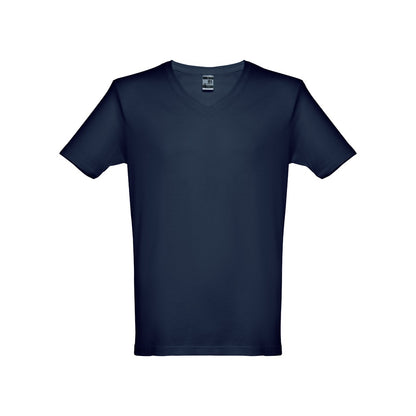 THC ATHENS promotional t-shirt in blue with custom logo branding