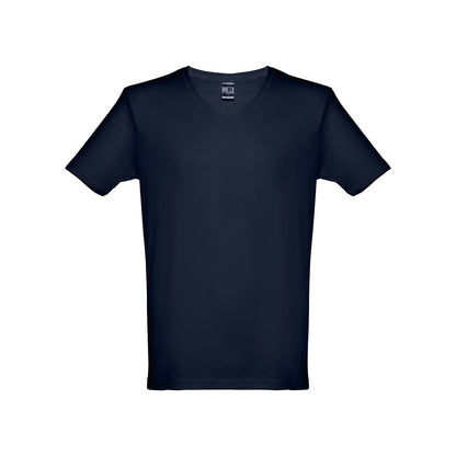 THC ATHENS promotional t-shirt in navy blue with custom logo branding