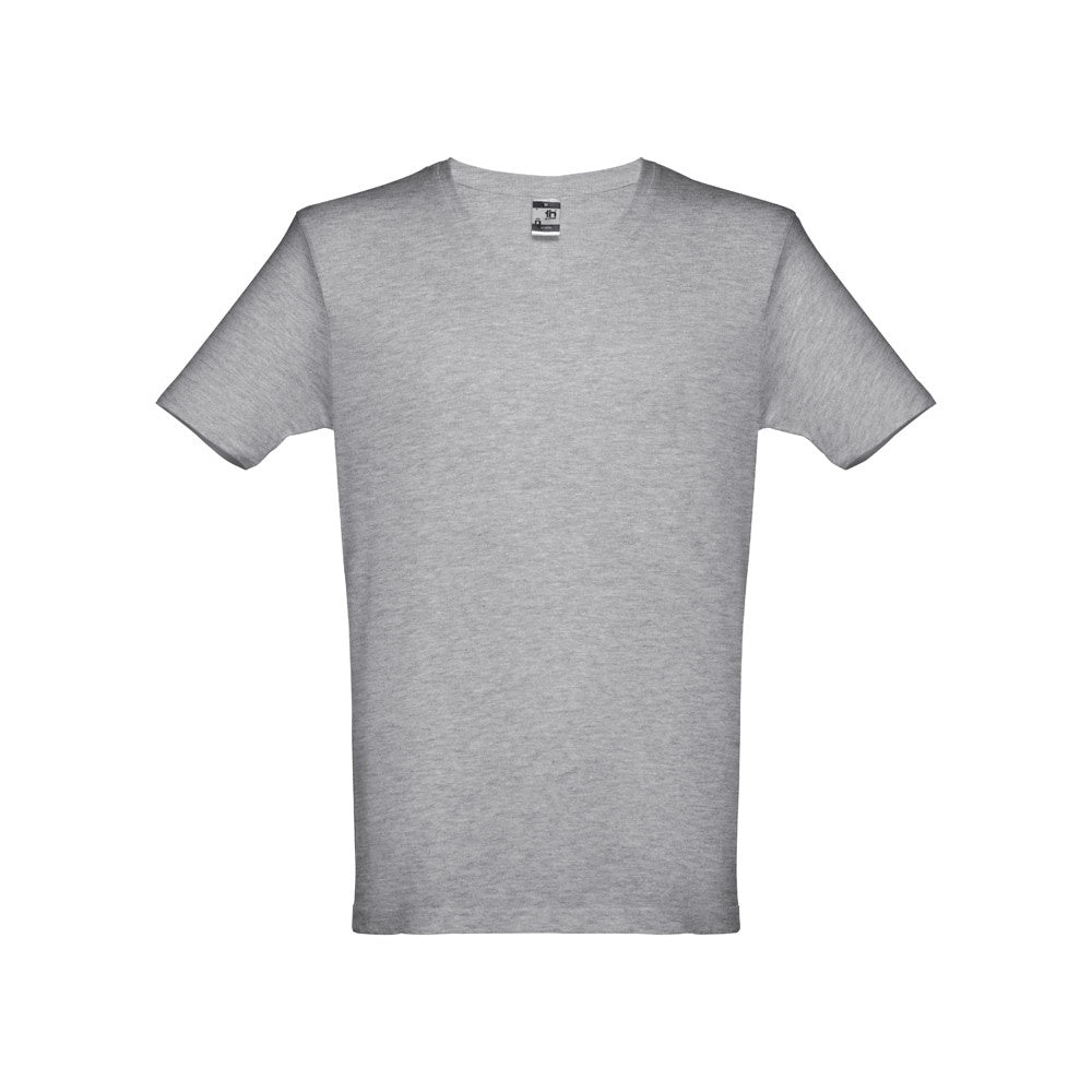 THC ATHENS promotional t-shirt in heather light grey with custom logo branding